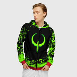 Толстовка 3D на молнии мужская Quake кислотные краски, цвет: 3D-красный — фото 2