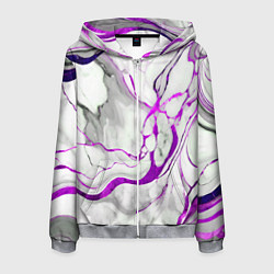 Мужская толстовка на молнии Фиолетово-белый мрамор