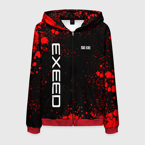 Мужская толстовка на молнии Exeed - красные брызги краски / 3D-Красный – фото 1