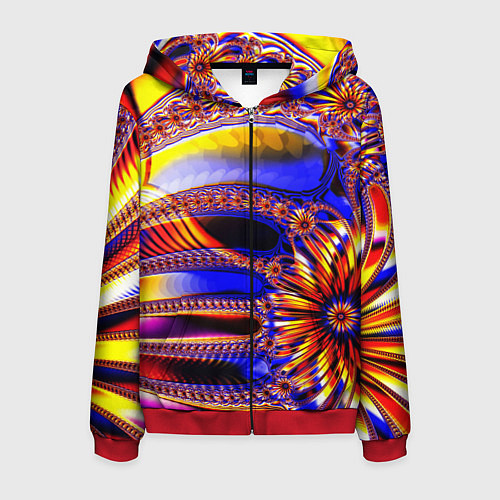 Мужская толстовка на молнии Психоделика стекло / 3D-Красный – фото 1