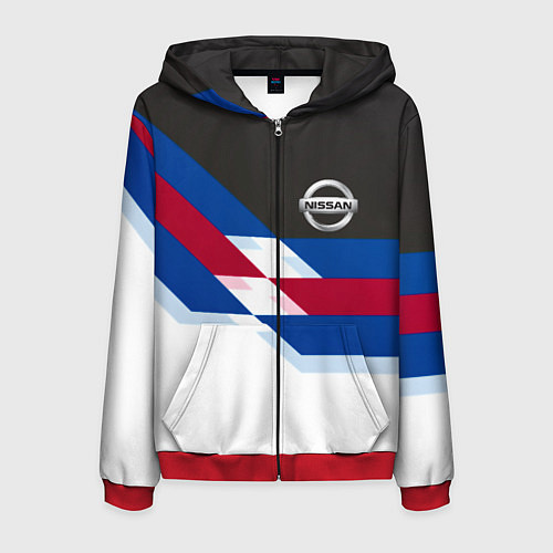 Мужская толстовка на молнии Nissan geometry steel / 3D-Красный – фото 1