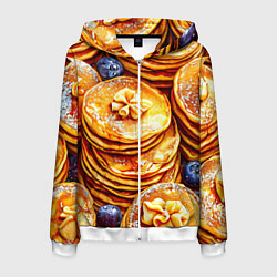 Толстовка 3D на молнии мужская Блинчики, цвет: 3D-белый