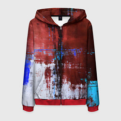 Толстовка 3D на молнии мужская Ржавчина красно-белая, цвет: 3D-красный