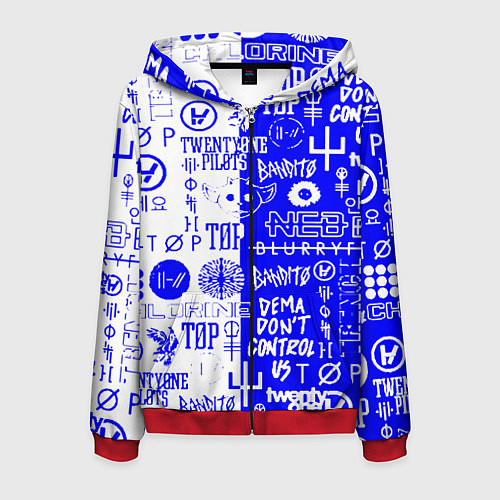 Мужская толстовка на молнии Twenty one pilots лого / 3D-Красный – фото 1