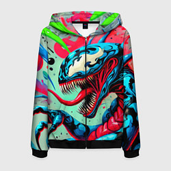 Толстовка 3D на молнии мужская Свирепый Веном - граффити, цвет: 3D-черный
