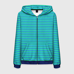 Мужская толстовка на молнии Полосатый сине-зелёный
