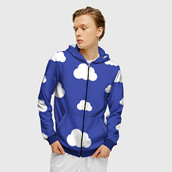 Толстовка 3D на молнии мужская Легкие облака, цвет: 3D-синий — фото 2