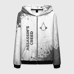 Толстовка 3D на молнии мужская Assassins Creed - white gradient вертикально, цвет: 3D-черный