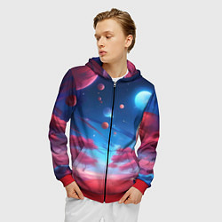 Толстовка 3D на молнии мужская Красный лес, цвет: 3D-красный — фото 2