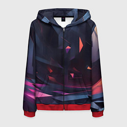 Толстовка 3D на молнии мужская Абстрактный вихрь, цвет: 3D-красный
