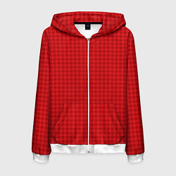 Толстовка 3D на молнии мужская Сочный красный паттерн полосы клетка, цвет: 3D-белый
