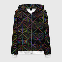 Толстовка 3D на молнии мужская Ар-деко, цвет: 3D-белый