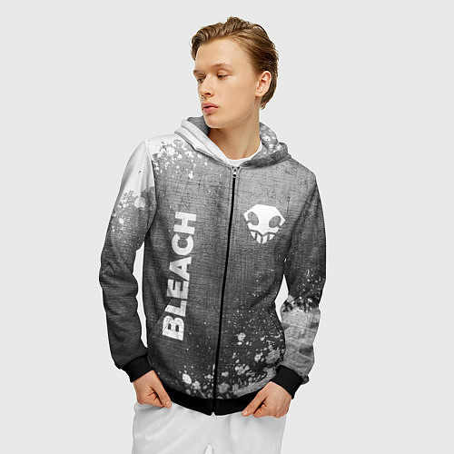 Мужская толстовка на молнии Bleach - grey gradient вертикально / 3D-Черный – фото 3
