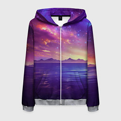 Толстовка 3D на молнии мужская Волшебная галактика, цвет: 3D-меланж
