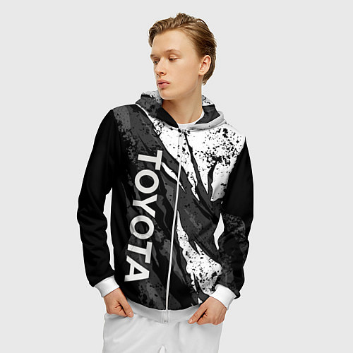 Мужская толстовка на молнии Toyota - белый разрыв / 3D-Белый – фото 3