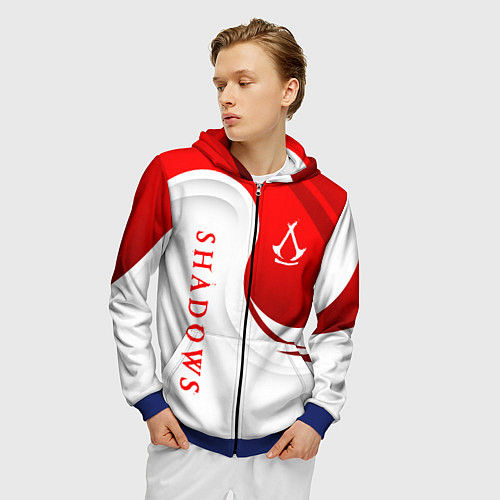 Мужская толстовка на молнии Assassins creed - shadows / 3D-Синий – фото 3