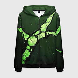 Толстовка 3D на молнии мужская Объемный разлом плиты, цвет: 3D-черный