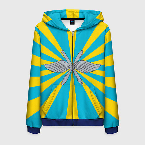 Мужская толстовка на молнии Военно-воздушные силы / 3D-Синий – фото 1