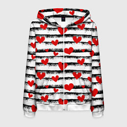 Мужская толстовка на молнии Паттерн с полосками и сердечками
