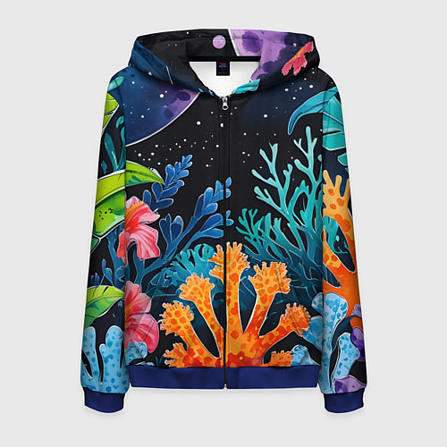 Мужская толстовка на молнии Космические кораллы / 3D-Синий – фото 1