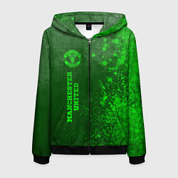 Толстовка 3D на молнии мужская Manchester United - green gradient по-вертикали, цвет: 3D-черный