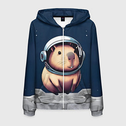 Толстовка 3D на молнии мужская Капибара космонавт в космосе, цвет: 3D-меланж