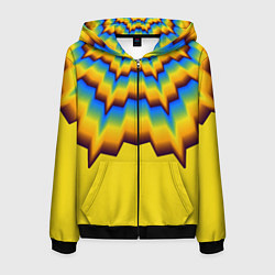 Толстовка 3D на молнии мужская Узоры на желтом, цвет: 3D-черный
