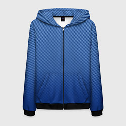 Толстовка 3D на молнии мужская Сине-голубой текстурированный градиент, цвет: 3D-черный