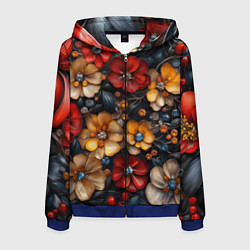 Мужская толстовка на молнии Объемные бутоны цветов