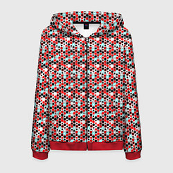 Мужская толстовка на молнии Киберпанк шестиугольники красные