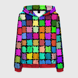 Толстовка 3D на молнии мужская Лоскутки, цвет: 3D-красный