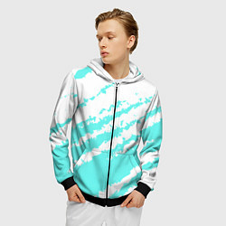 Толстовка 3D на молнии мужская The color is light blue and white, цвет: 3D-черный — фото 2