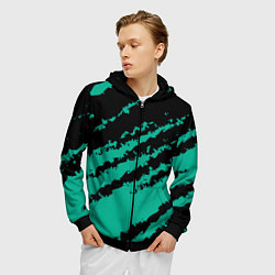 Толстовка 3D на молнии мужская The color is black and turquoise, цвет: 3D-черный — фото 2