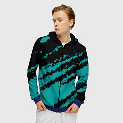 Толстовка 3D на молнии мужская The color is black and light blue, цвет: 3D-синий — фото 2