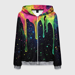 Мужская толстовка на молнии Разноцветные потеки краски