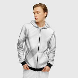 Толстовка 3D на молнии мужская Светлый серый полосы с градиентом, цвет: 3D-черный — фото 2