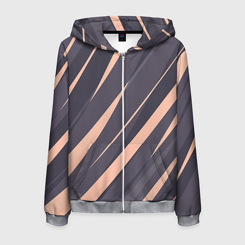 Мужская толстовка на молнии Перламутровый серый полосы / 3D-Меланж – фото 1