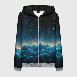 Мужская толстовка на молнии Облака и черное небо текстура