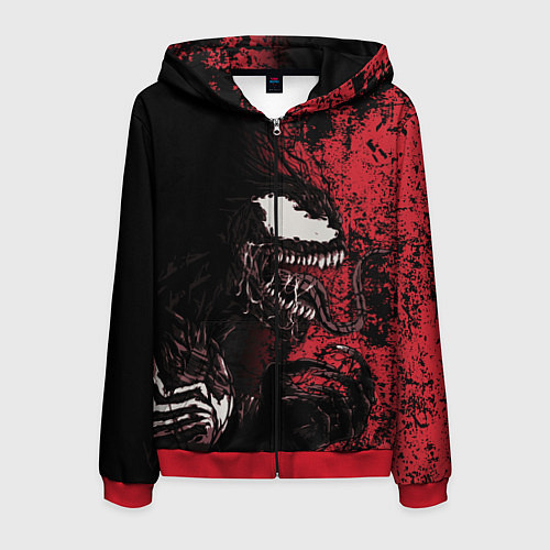 Мужская толстовка на молнии Веном на красном / 3D-Красный – фото 1