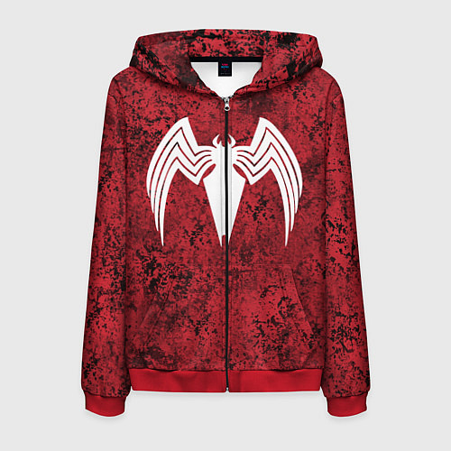 Мужская толстовка на молнии Знак венома на красном / 3D-Красный – фото 1