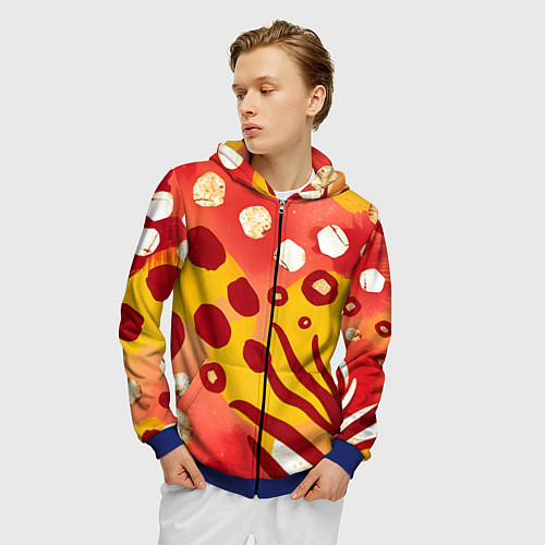Мужская толстовка на молнии Африканский паттерн / 3D-Синий – фото 3