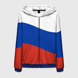 Мужская толстовка на молнии Флаг России волной