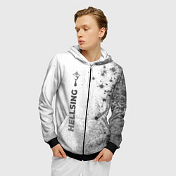 Толстовка 3D на молнии мужская Hellsing - white gradient по-вертикали, цвет: 3D-черный — фото 2