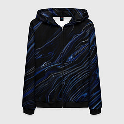 Толстовка 3D на молнии мужская Чёрно-синий абстракция линии, цвет: 3D-черный