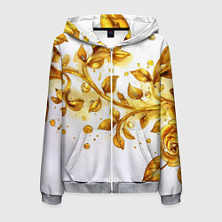 Мужская толстовка на молнии Золотые листья на белом