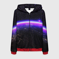 Мужская толстовка на молнии Планета и неоновое свечение