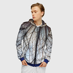 Толстовка 3D на молнии мужская Прожилки растения, цвет: 3D-синий — фото 2