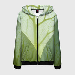 Толстовка 3D на молнии мужская Макро съемка листа, цвет: 3D-черный