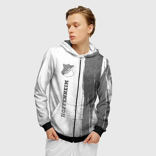 Мужская толстовка на молнии Hoffenheim - white gradient по-вертикали / 3D-Черный – фото 3