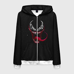 Толстовка 3D на молнии мужская Веном в темноте, цвет: 3D-белый